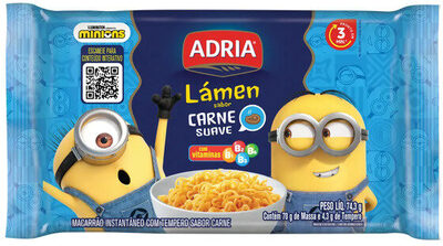 Macarrão Instantâneo Lámen Carne Suave Minions Adria Pacote 74,3g
