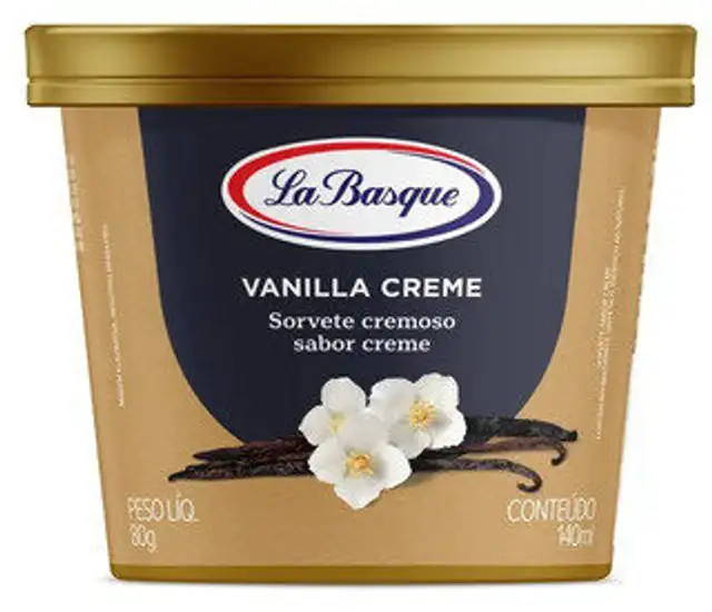 Sorvete Vanilla Creme La Basque Premium Ice Cream Pote 140ml front packaging