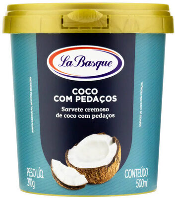 Sorvete Coco Com Pedaços La Basque Pote 500ml