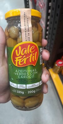 Azeitona Verde Em Conserva Arauco Com Caroço Vale Fértil Vidro 200g