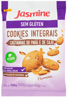 Biscoito Cookie Vegano Integral Castanha Do Pará E Caju Sem Glúten Jasmine Pacote 120g