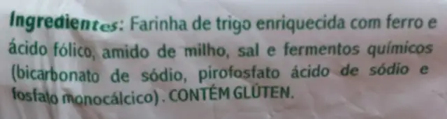 Mistura para Massas Salgadas ingredients label