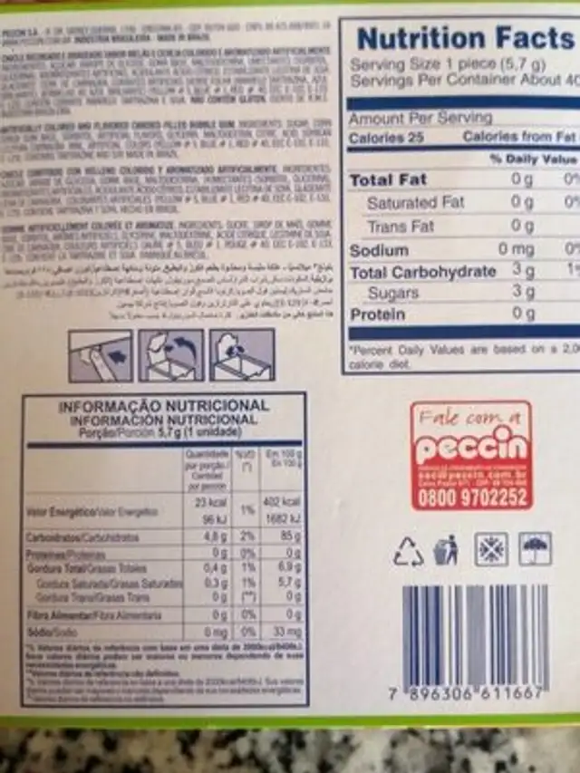 Blong 3 - Chicle de bola relleno nutrition facts table