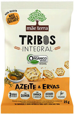 Biscoito Vegano Integral Orgânico Azeite Ervas Mãe Terra Tribos Pacote 25g