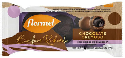 Bombom Chocolate Cremoso Flormel Pacote 37,5g 3 Unidades