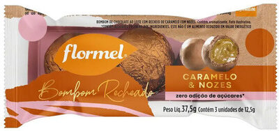 Bombom Caramelo Nozes Flormel Pacote 37,5g 3 Unidades