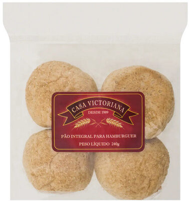 Pão Para Hambúrguer Integral Casa Victoriana Pacote 240g front packaging