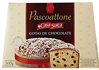 Bolo De Páscoa Com Gotas De Chocolate Ao Leite Casa Suíça Pascoattone Caixa 500g front packaging
