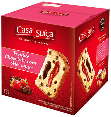 Panettone Com Gotas De Chocolate Ao Leite Recheio Fondue Casa Suíça Caixa 500g