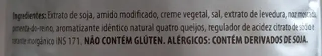Molho branco ingredients label