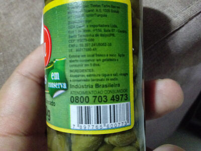 Alcaparras em conserva ingredients label
