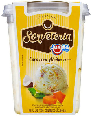Sorvete Coco Com Abóbora Jundiá Clássicos Sorveteria Pote 950ml front packaging
