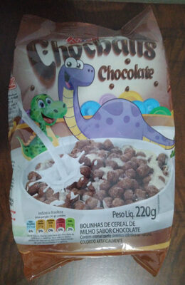 Bolinhas de cereal de milho sabor chocolate front packaging