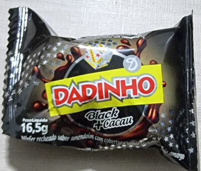Dadinho Bombom Black + Cacau Wafer Recheado de Amendoim, Chocolate meio amargo