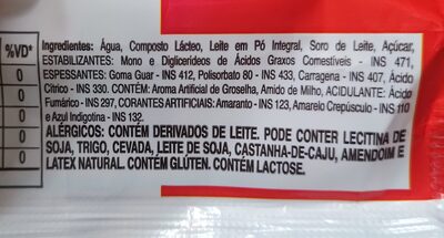 Picole groselha ingredients label