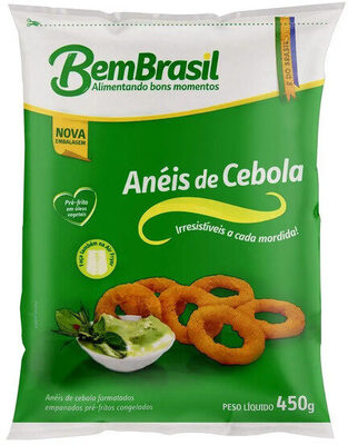 Anéis De Cebola Empanados Pré Fritos Congelados Bem Brasil Pacote 450g