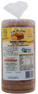 Pao Intg.org 100 S/açucar,fha Branca Pao Do Ceu Integral Organico