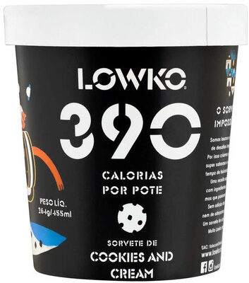 Sorvete Cookies And Cream Lowko Pote 455ml
