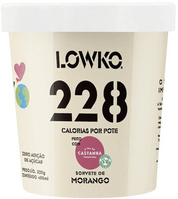 Sorvete Morango Lowko Pote 455ml