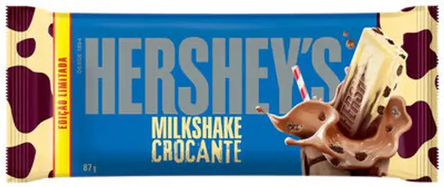 Chocolate Ao Leite E Branco Milkshake Crocante Hersheys Pacote 87g front packaging