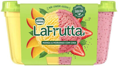 Sorvete Manga E Morango Com Chia La Frutta Pote 1l