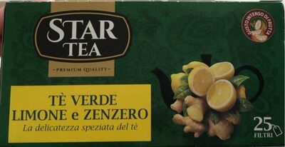 tè verde aromatizzato con limone e zenzero front packaging