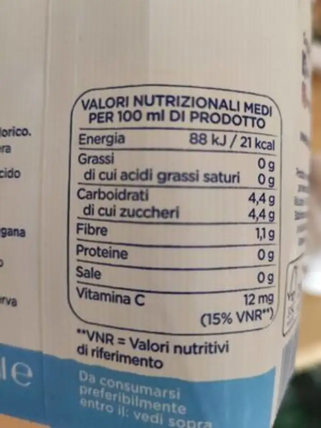 Hero Light succo di frutta Pera nutrition facts table