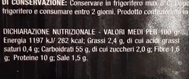 2 basi pizza nutrition facts table