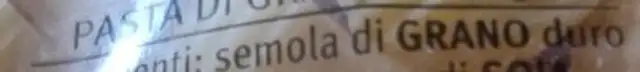Pasta ingredients label