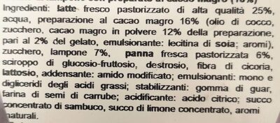 Gelato Crokko Lampone ingredients label