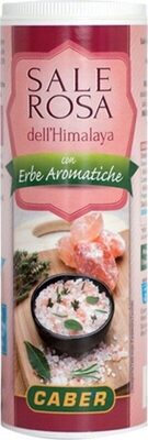 Sale rosa dell'himalaya con erbe aromatiche