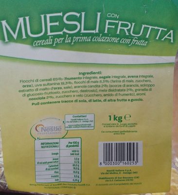 Muesli fruits front packaging