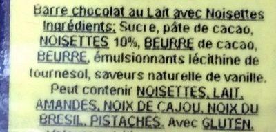 Latte Finissimo Nocciole ingredients label
