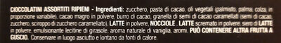 Cioccolatini assortiti ingredients label