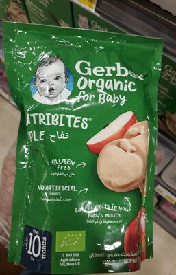 Gerber Organic Nutri bites organic apple front packaging