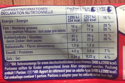 Maxibon cookie nutrition facts table