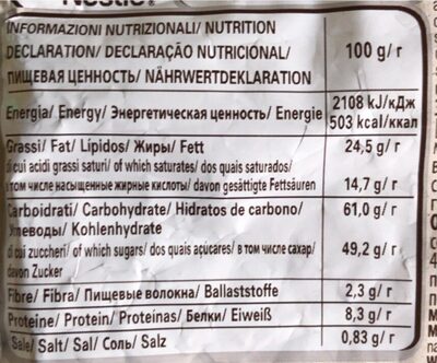 Choco balls latte nutrition facts table