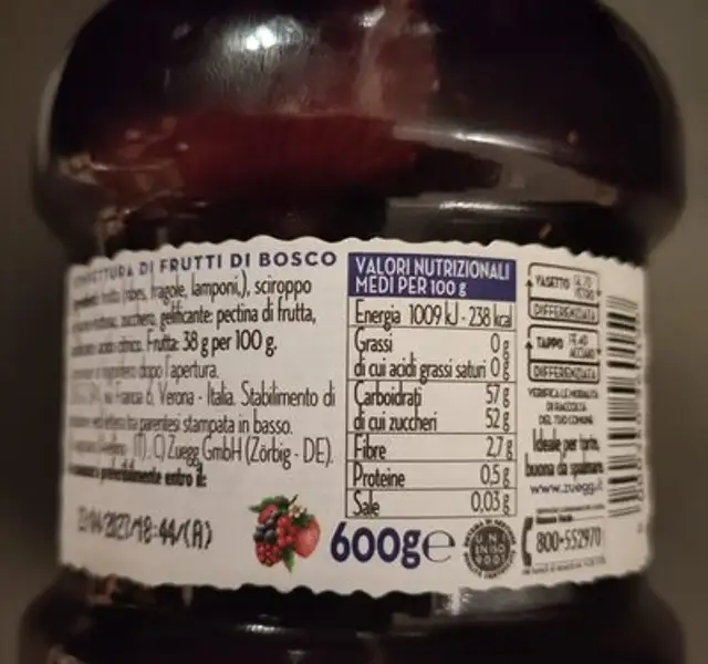 La Pasticcera nutrition facts table