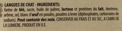 Lingue di gatto ingredients label