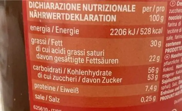 Loacker crispy creme nutrition facts table
