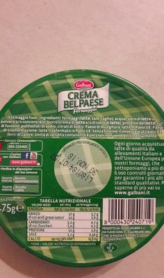 Galbani Crema Bel Paese X ingredients label
