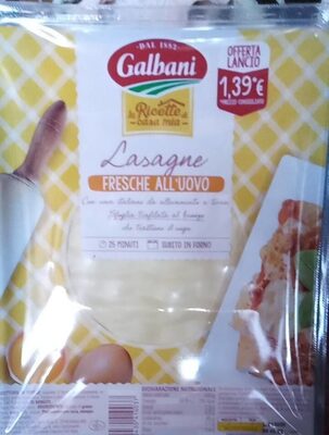 Lasagne fresche all'uovo front packaging
