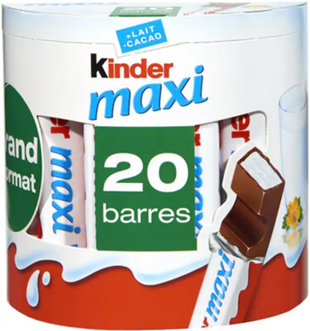 Barre Chocolatée Kinder Maxi Chocolat au Lait x20 - 420g front packaging
