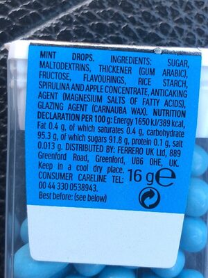 tic tac intense mint ingredients label