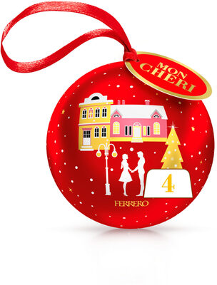 Mon cheri cerise bonbons de chocolat noir fourres cerise et liqueur boule noel boule de 4 bouchees