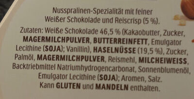 Küsschen weiß ingredients label