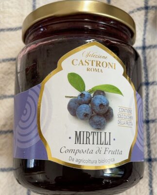 Mirtilli composta di frutta front packaging