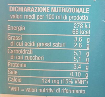 Latte intero lunga conservazione nutrition facts table