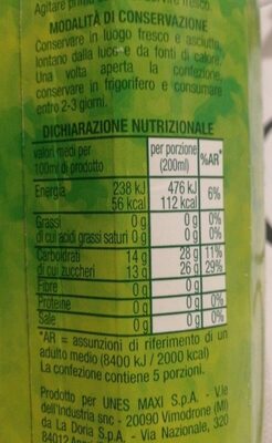 Nettare di al bicocca nutrition facts table