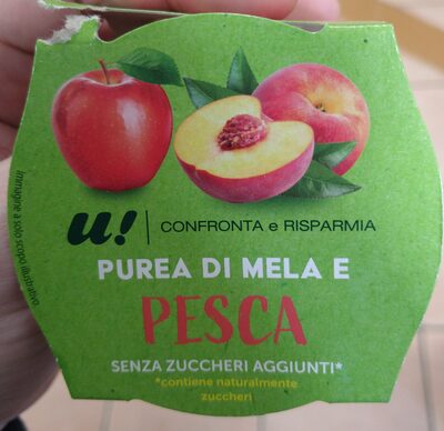 Purea di mela e pesca front packaging